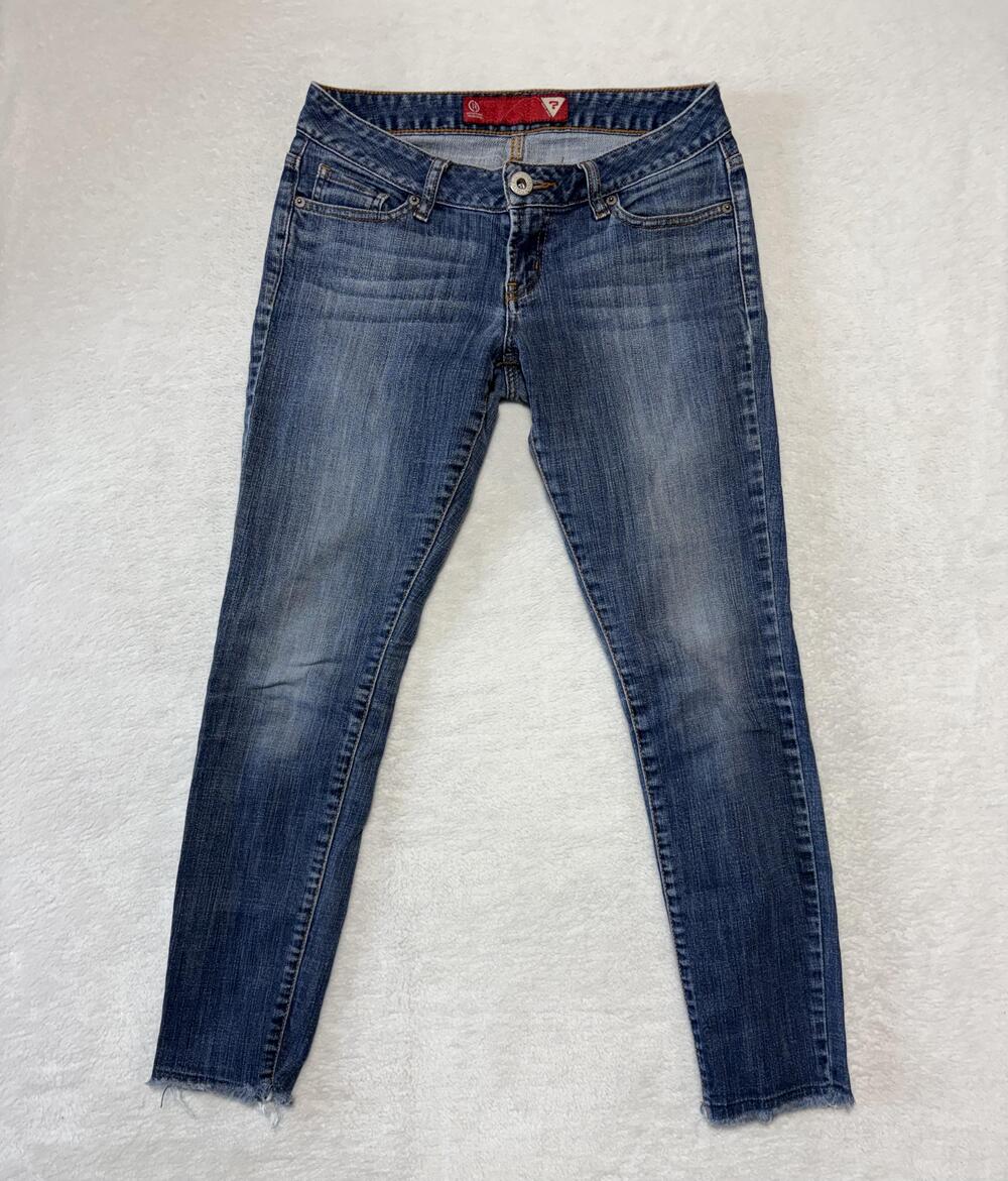 GUESS Jeans Womens 27 RG Blue Stretch Medium Wash Denim 5-Pocket Raw Hem